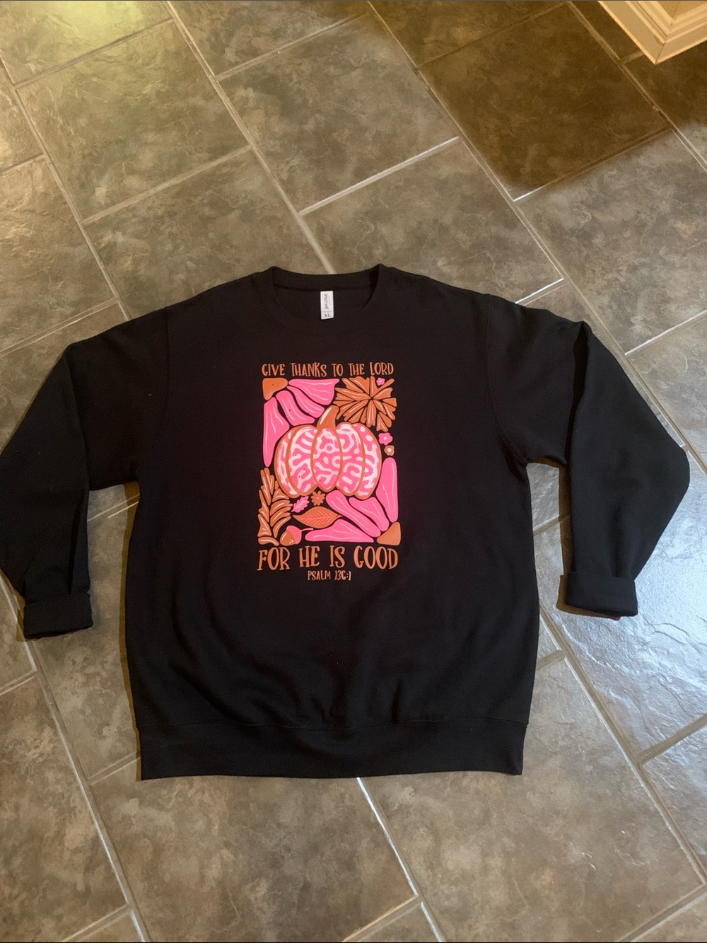 Love In Faith Fall Theme Sweatshirt XL Pink and Orange Pumpkin New